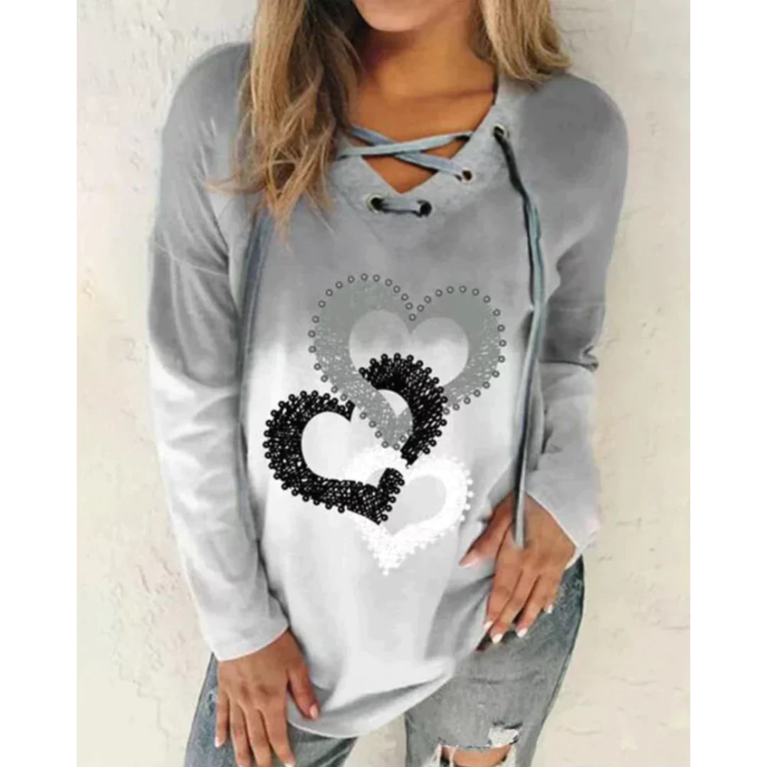 Wilna Sweater | Casual heart print sweater