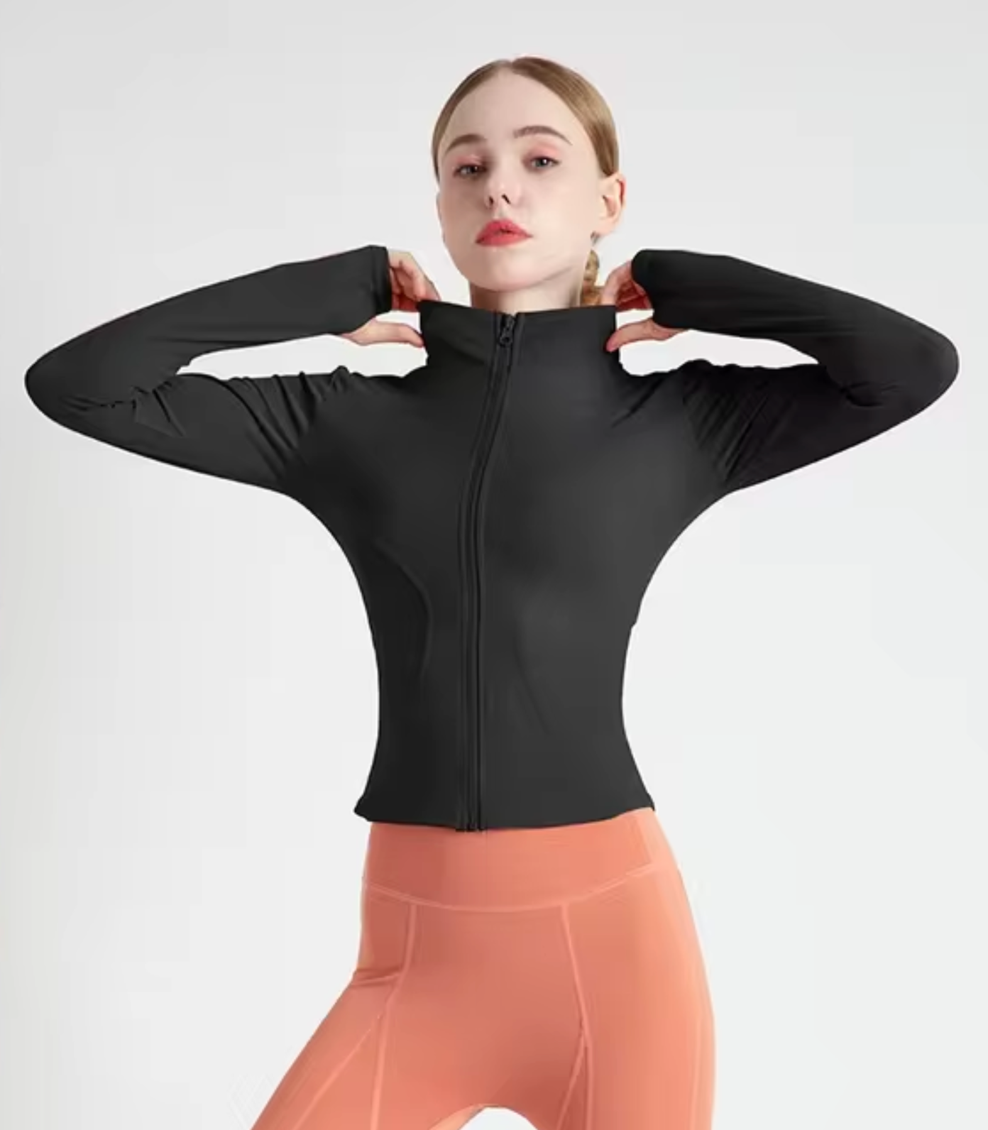 - Slim-fit yoga top with long sleeves