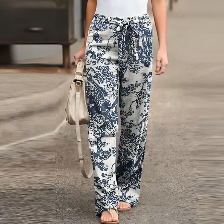 Floriane - Floral linen pants