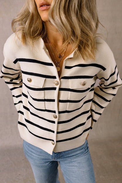 Merly | Chic and charming striped cardigan with buttons