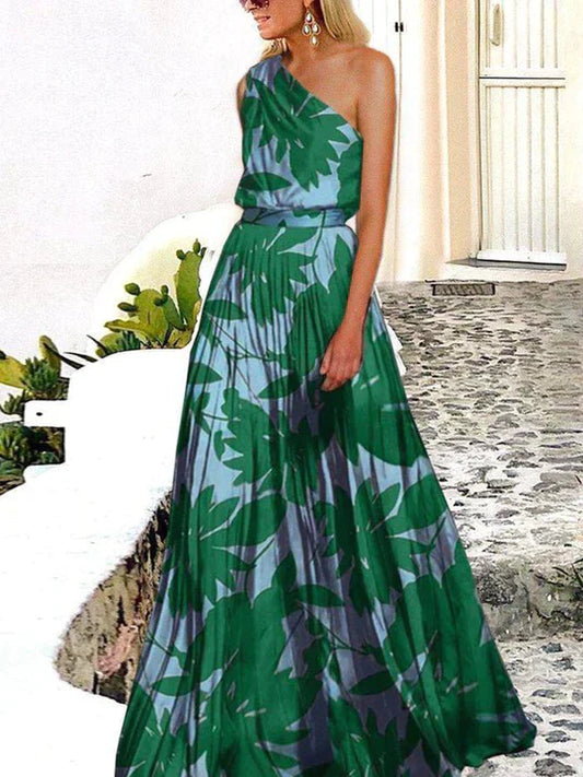 Donna -Printed one shoulder maxi dress