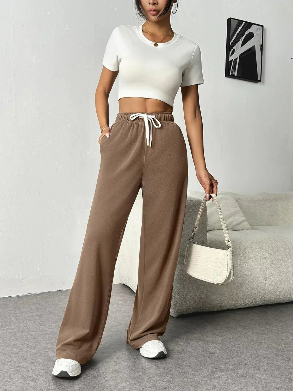 Amélie - Women's Elegant Wide Leg Pants for Fall and Winter