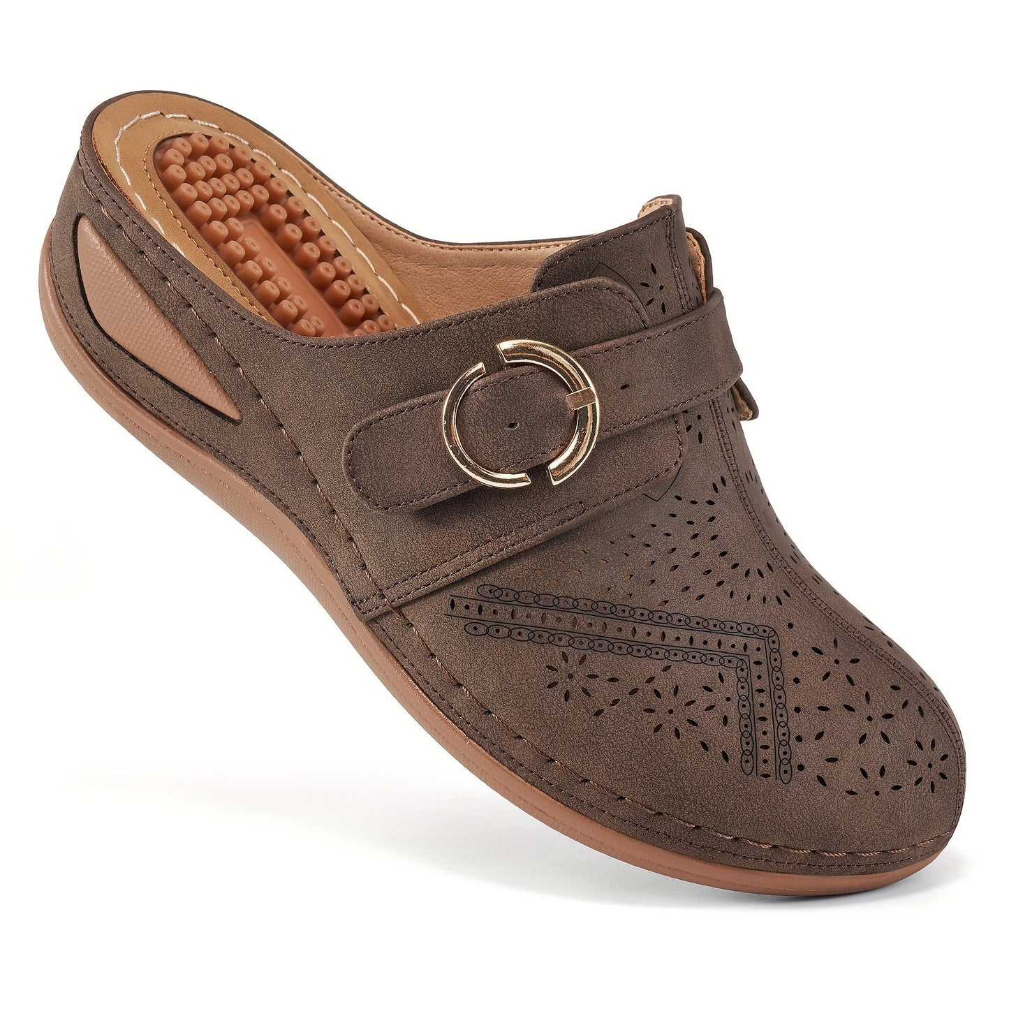 Annabel | Comfortable sporty sandals in solid color with closed toe and buckle straps