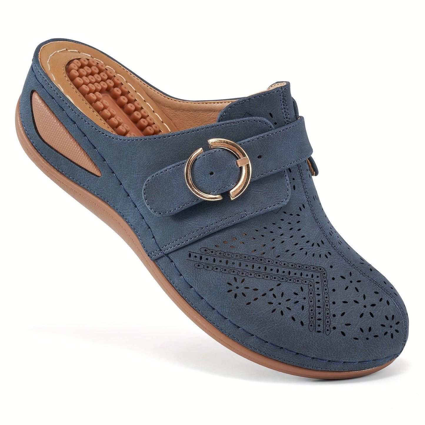 Annabel | Comfortable sporty sandals in solid color with closed toe and buckle straps