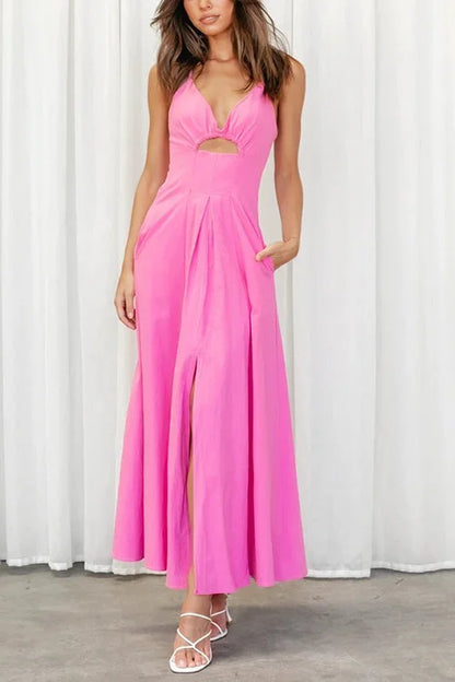 Kallie - V-neck maxi dress with open back