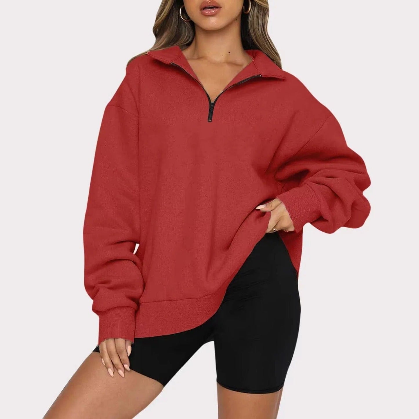 Casual women's pullover with zipper