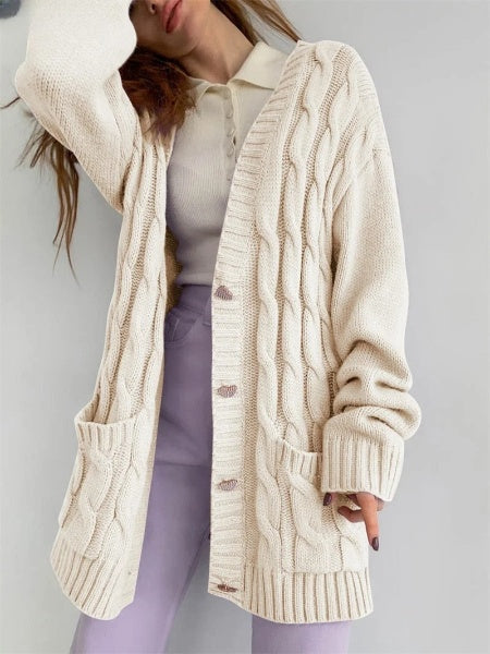 Women's oversized knitted cardigan - elegant and comfortable