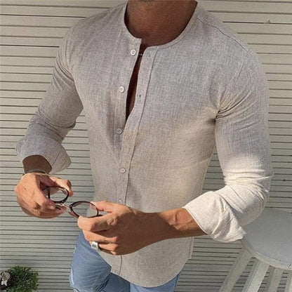 Stylish long-sleeved cotton shirt for men