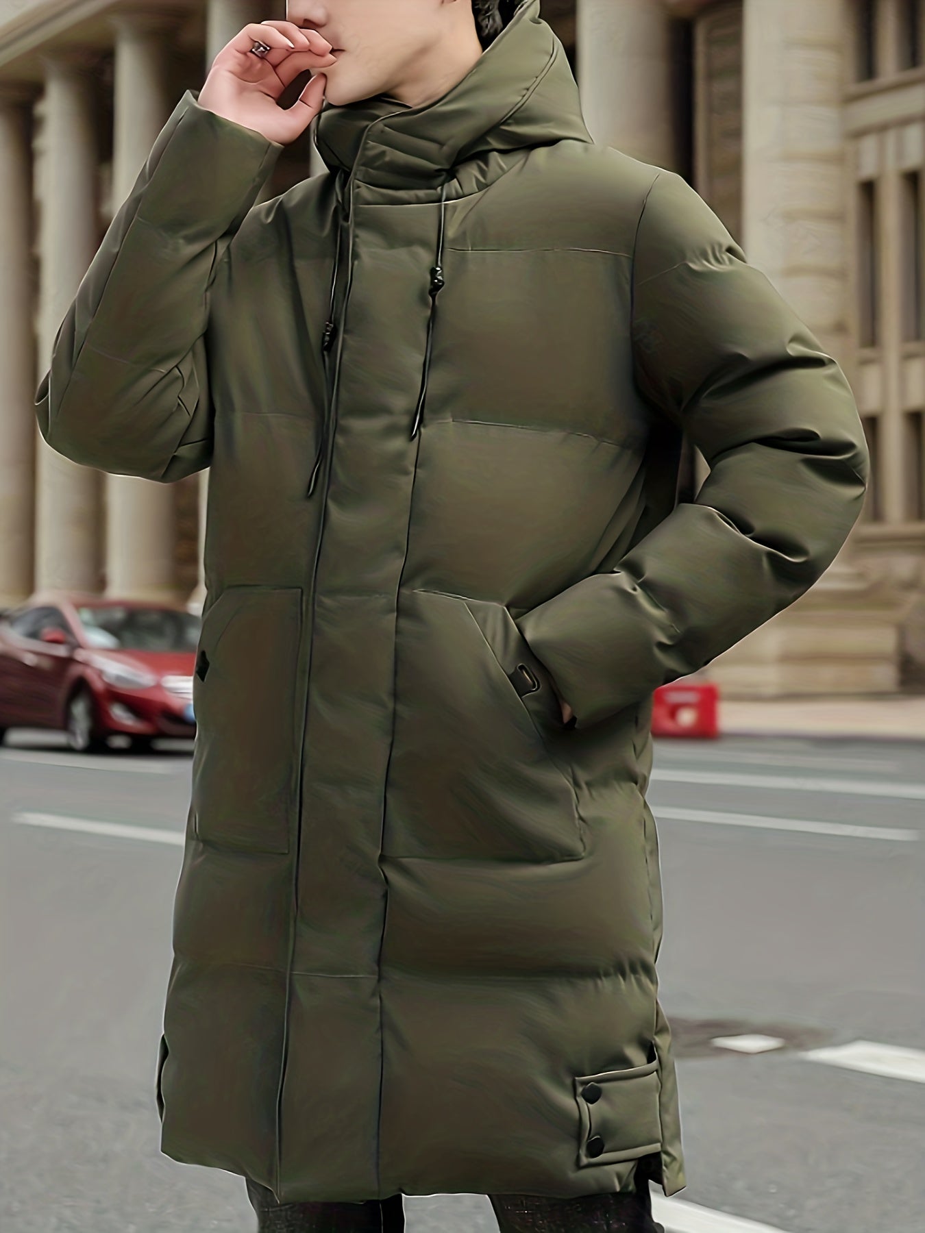 Warm mid-length hooded overcoat winter jacket for men | Perfect for outdoor activities