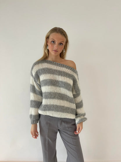 Striped knitted sweater for women