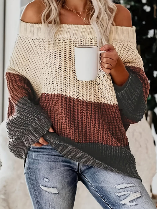 Jess | Cotton Off Shoulder Oversized Sweater With Loose Fit For Women - Ideal For Fall