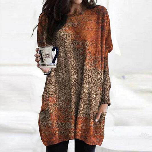 Lucianna - Elegant orange jumper with mandala print