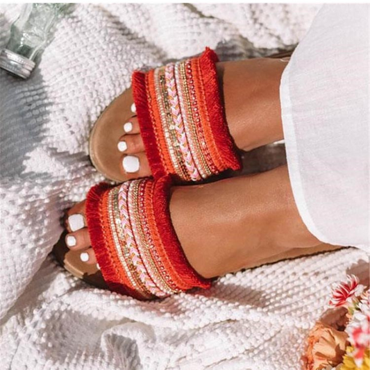 Vanka - Sandals with Fringes and Embellishments for Women