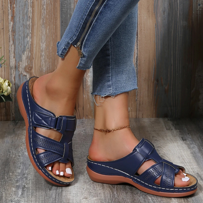 Women's open-toe leather orthopedic sandals - Brielle