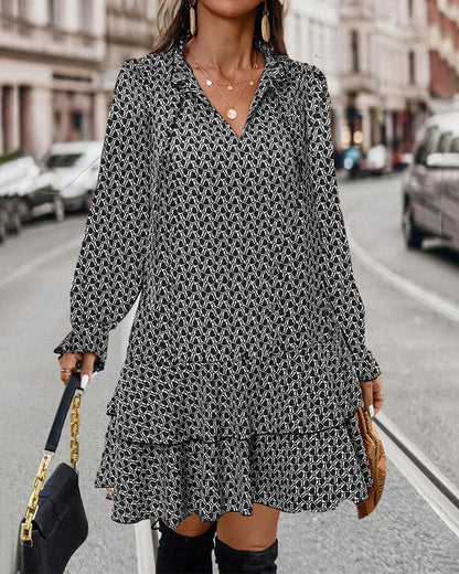 Camouflage printed long sleeve dress