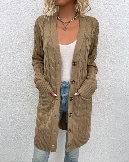 Long-sleeved cardigan in a plain color