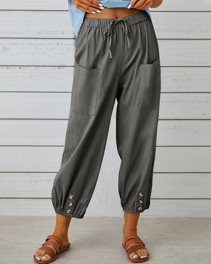 Camille - Comfortable cargo pants with drawstring and buttons