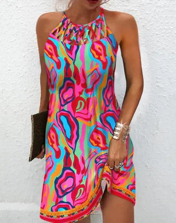 Cosima - Multicolored dress with abstract print