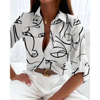 Sofie | Elegant ladies blouse in business style with lined print