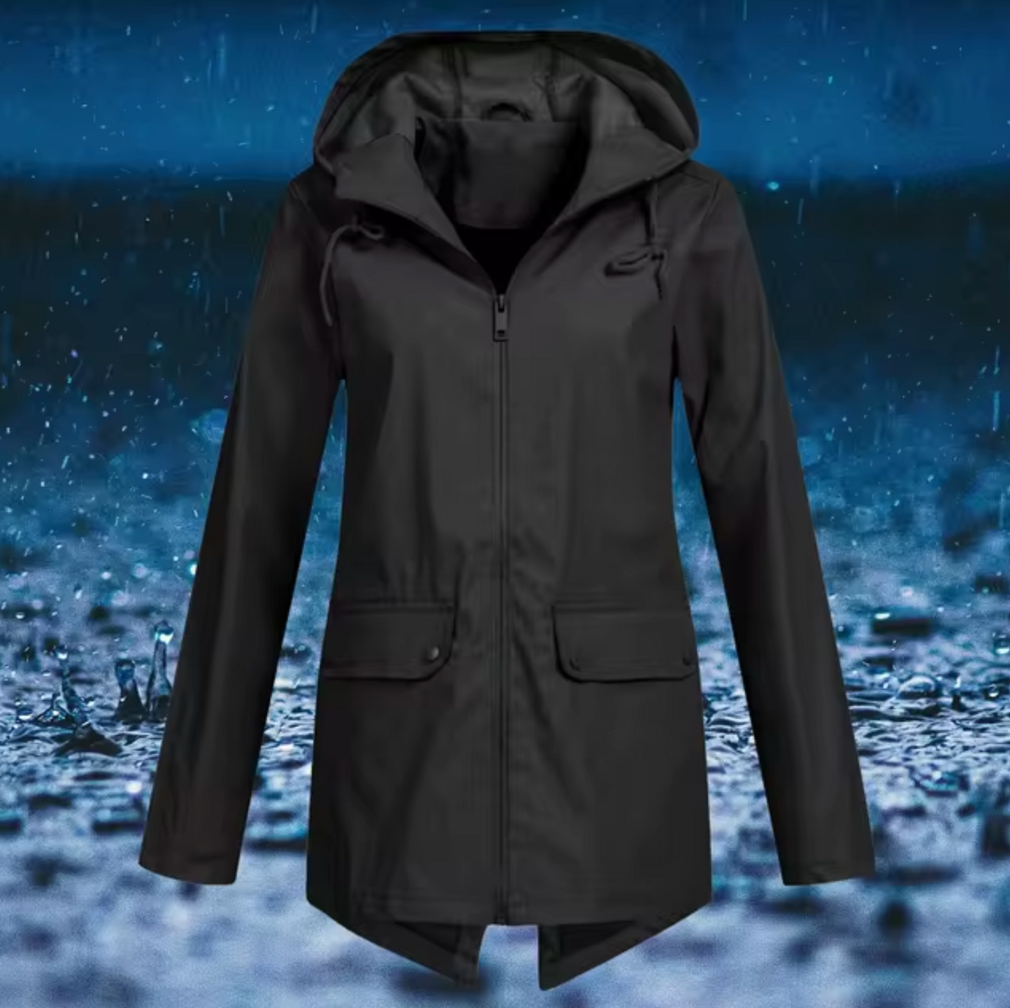 - Windproof raincoat with hood