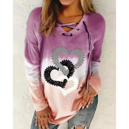 Wilna Sweater | Casual heart print sweater