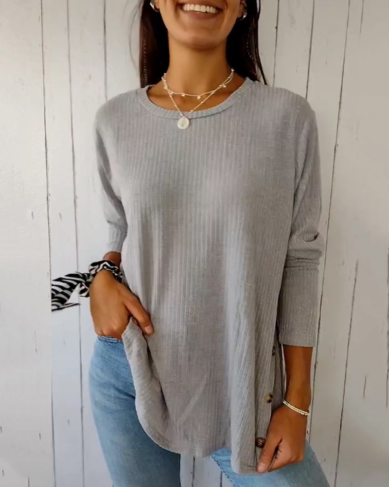 Long sleeve top with round neckline