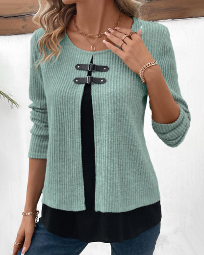 Multi-layered long-sleeved top