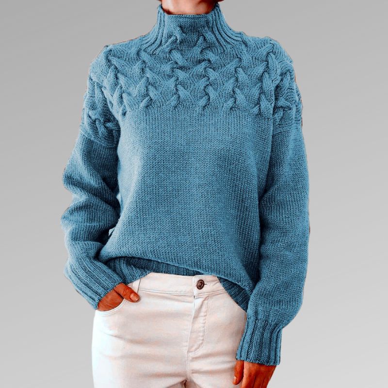 Fleuron | Ladies Pattern Turtleneck Sweater | Elegante