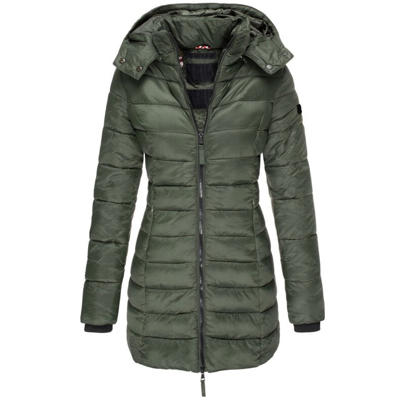 Stylish down jacket with hood and zipper: your choice for winter