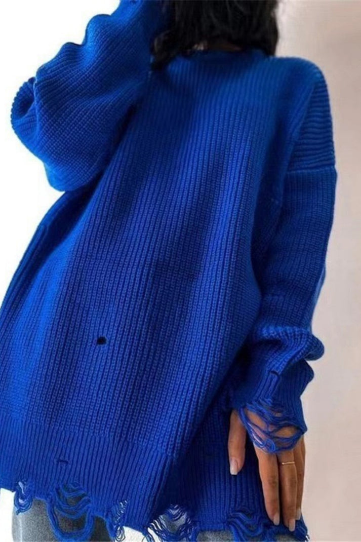 "Casual O-neck recycled sweater in solid colors "