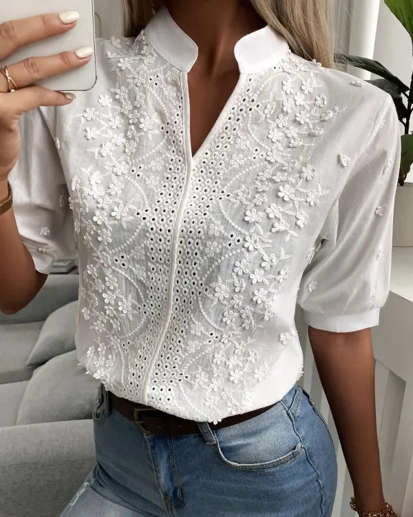 Wybina Blouse | Embroidered Floral Lace Top