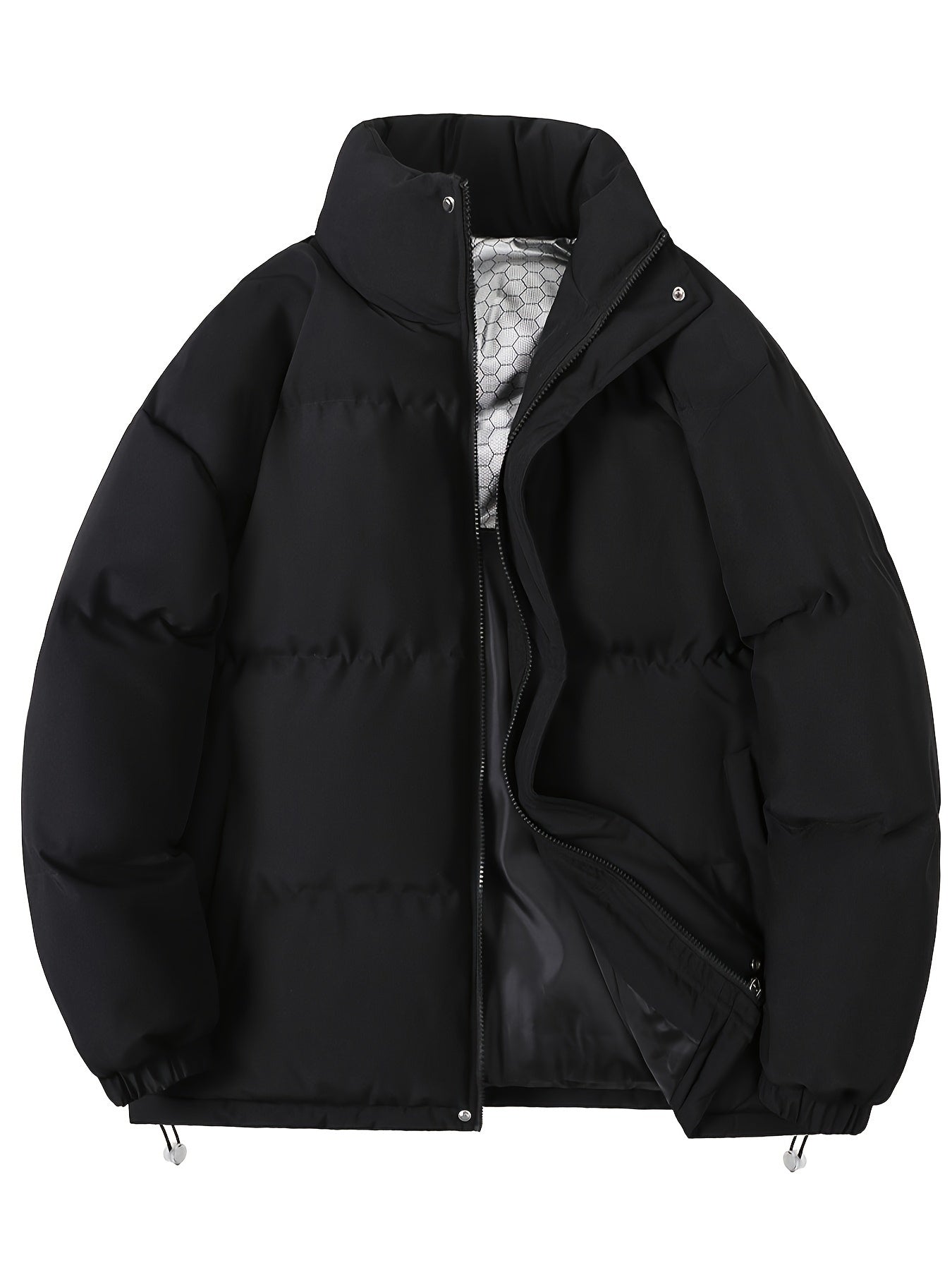 Casual men's thick puffer winter jacket with stand-up collar | Ideal for fall/winter