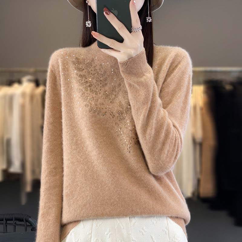 Wilvia Sweater | Casual Knitted Leaf Pattern Sweater