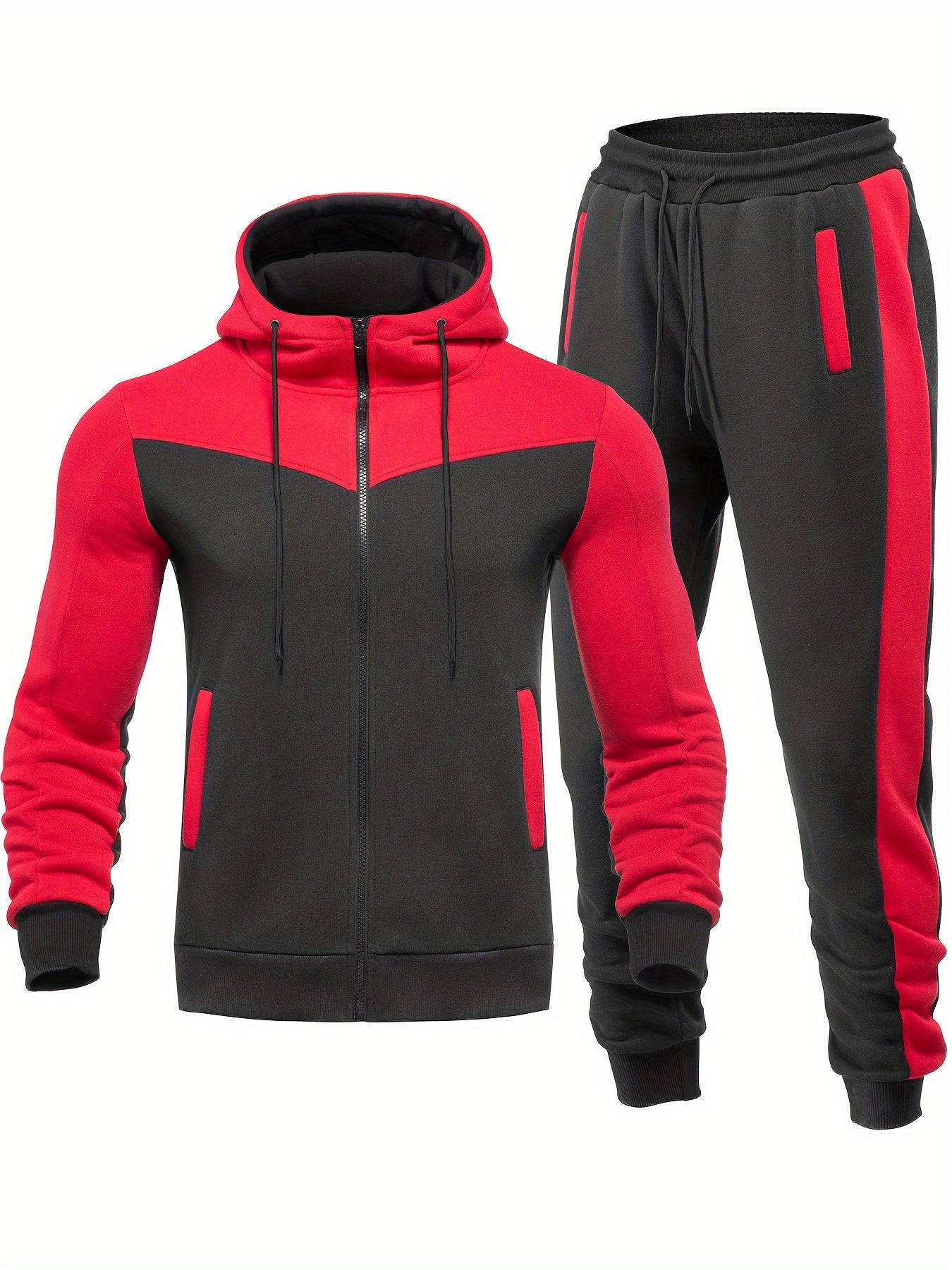 Casual Solid Color Tracksuit With Collar Jacket And Pants For Men | Perfect For Casual Days