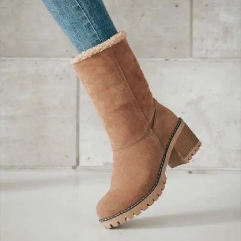 Women's winter boots with low heel and contemporary styling