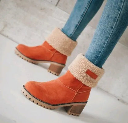 Women's winter boots with low heel and contemporary styling