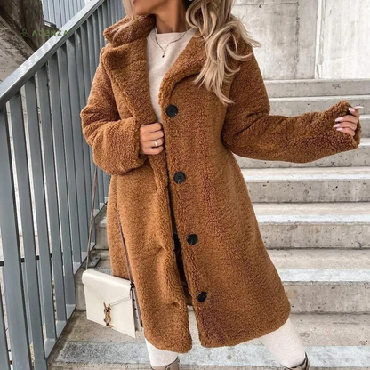 Chic, cozy, elegant, fluffy sherpa winter coat for women