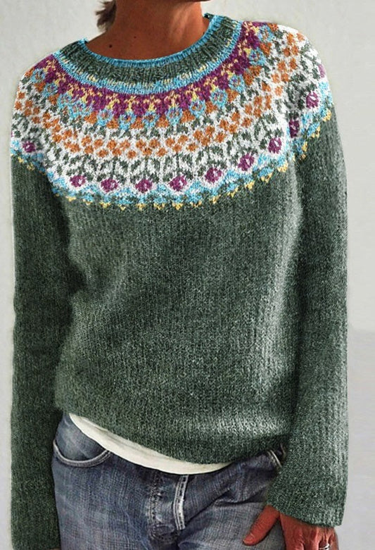 Women's sweater with garden pattern