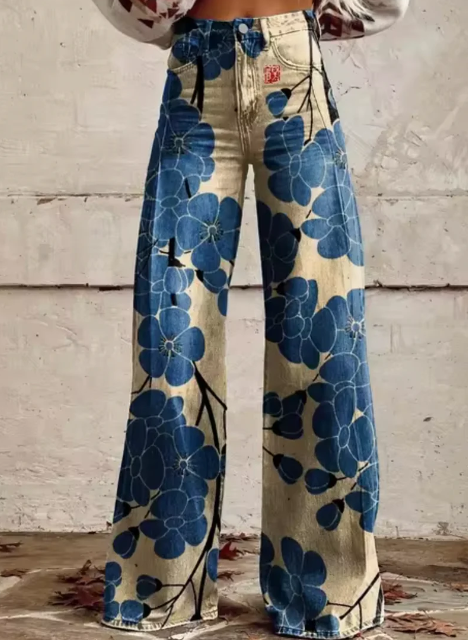 Anzhela - Wide pants with colorful print