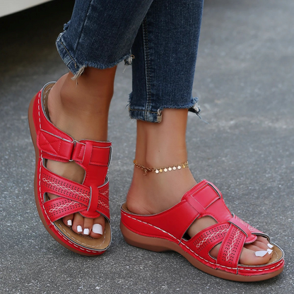 Women's open-toe leather orthopedic sandals - Brielle