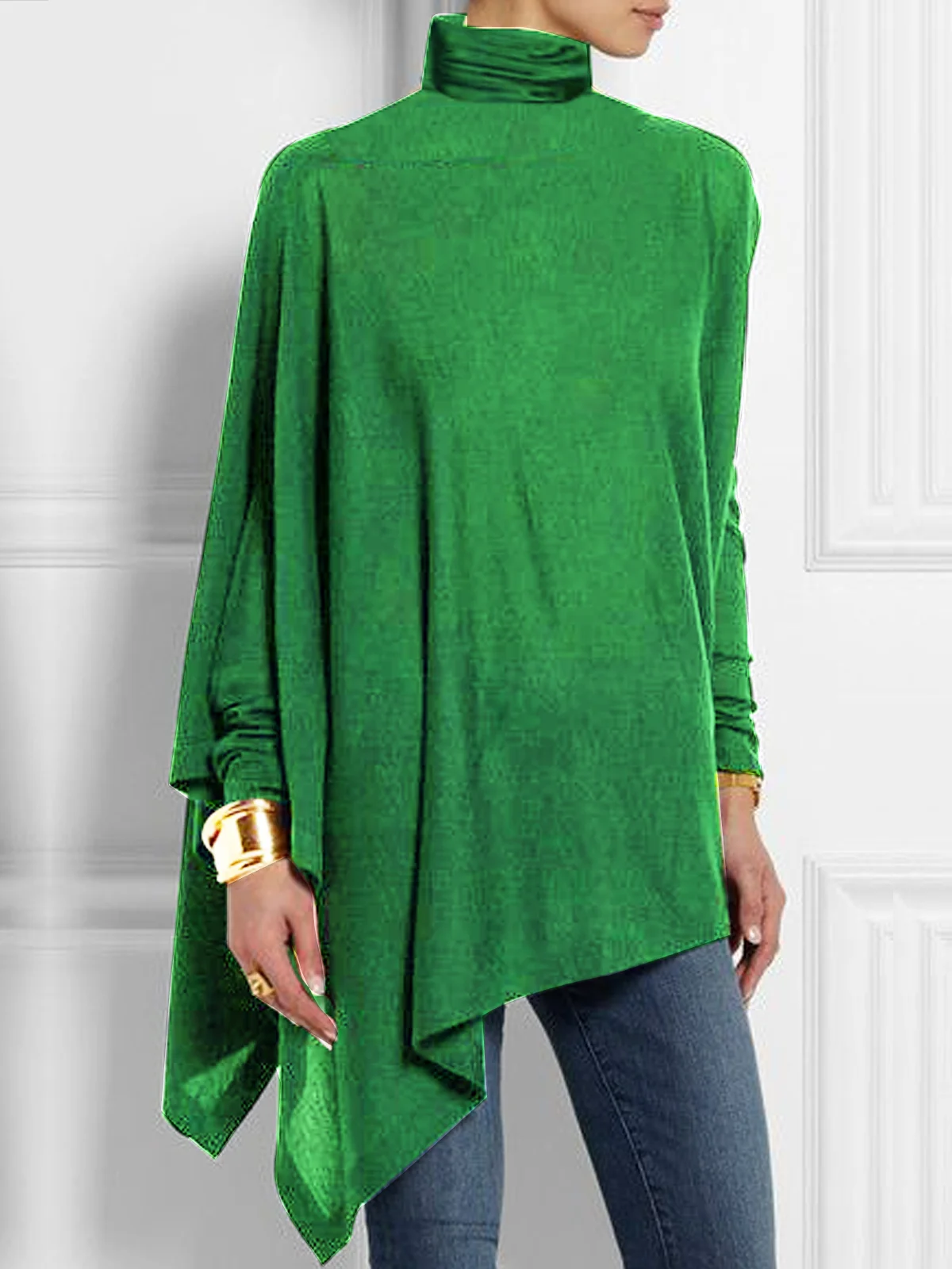 Venna Top | Long top with stand-up collar and A-line