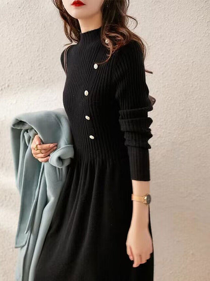 Cendrine Dress | Long Sleeve Knitted Dress