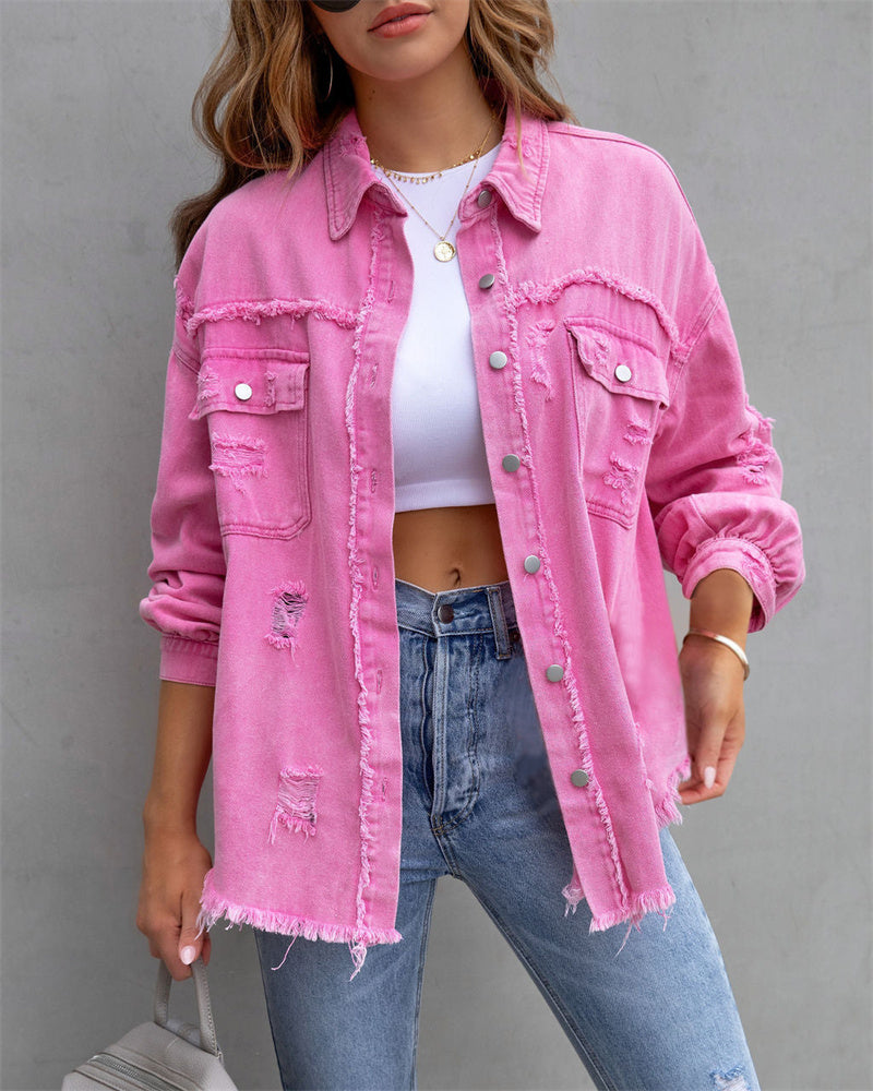 Colorful denim jacket for women