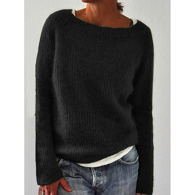 Women's classic knitted sweater in basic color