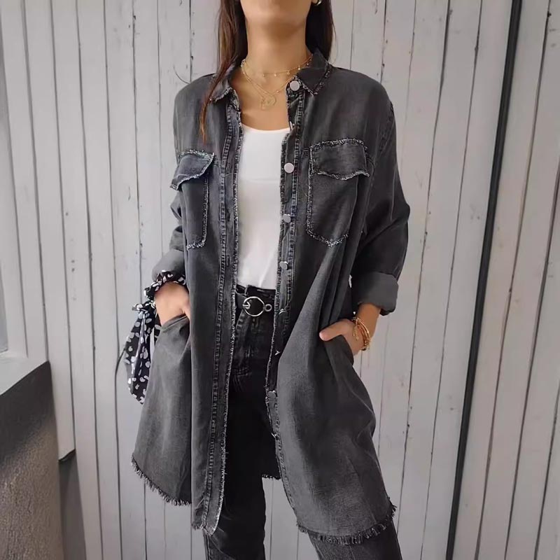 Emma - Women's Comfortable Imitation Denim Lapel Coat Shirt