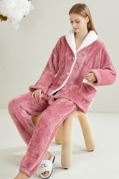 Jess Mode | Trendy long sleeve plush Christmas pajama set