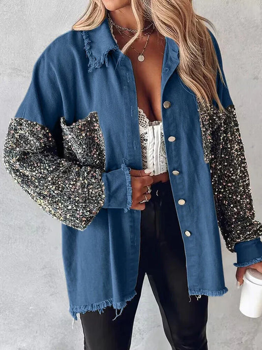 Aadhya - Denim jacket with contrasting sequins