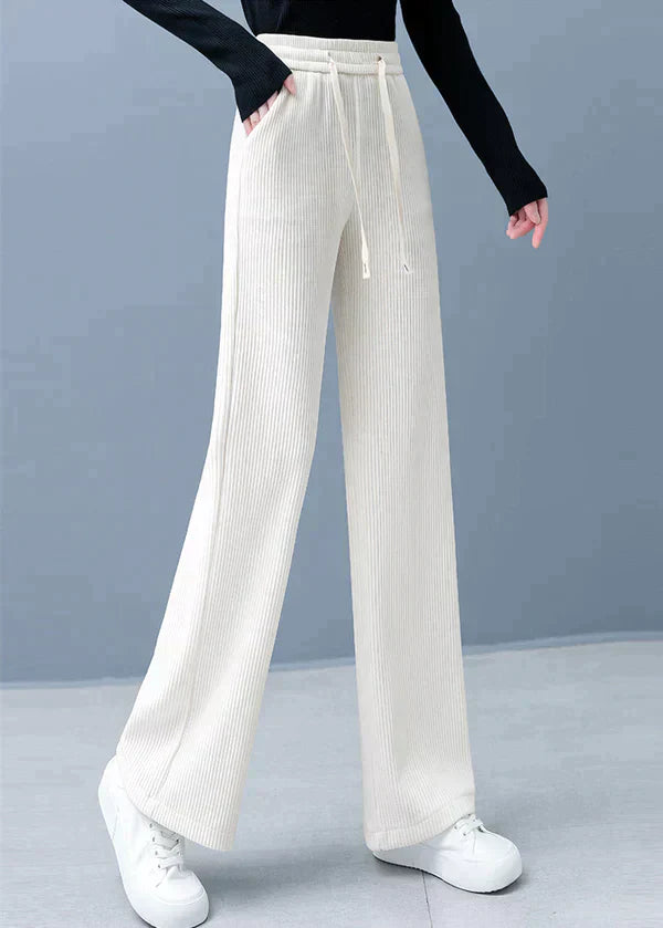 Freesia - Plain straight pants with wide legs