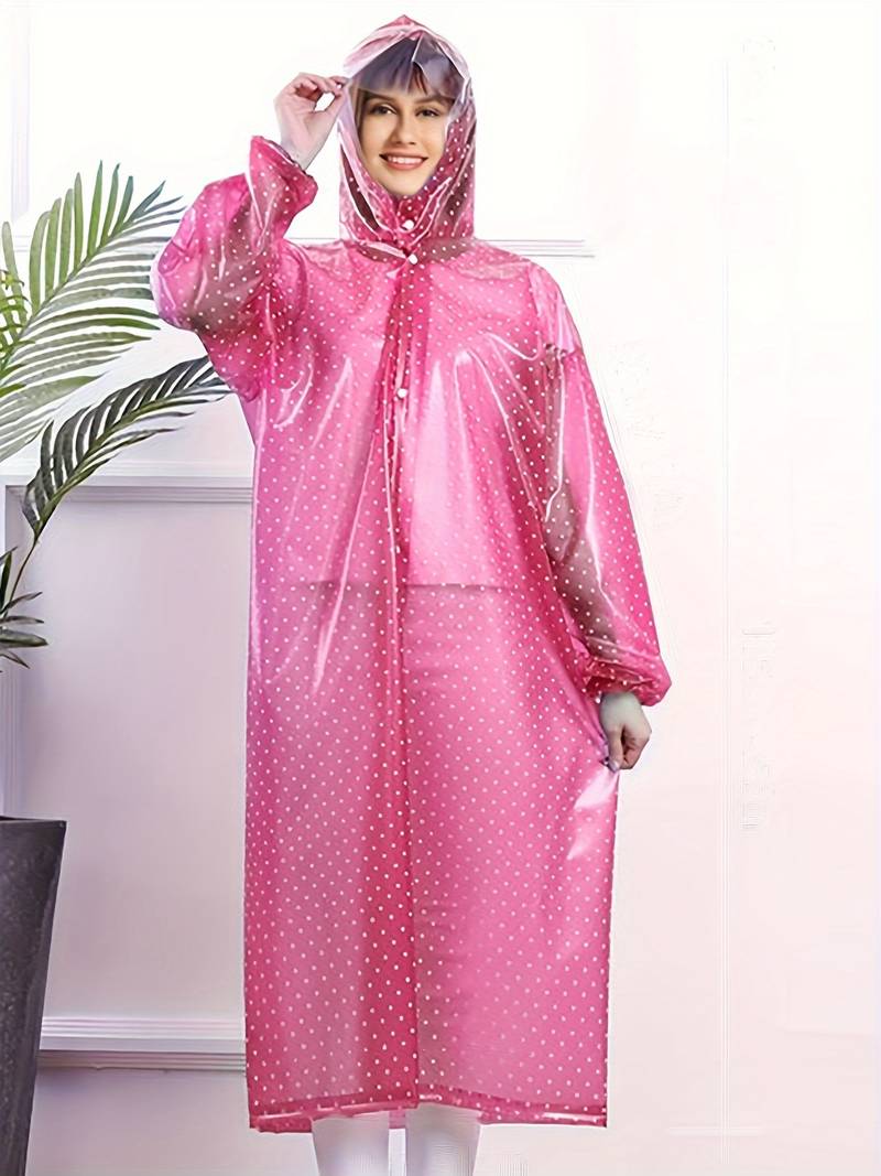 Casual rain jacket with dots and button placket for women | Ideal for fall/winter