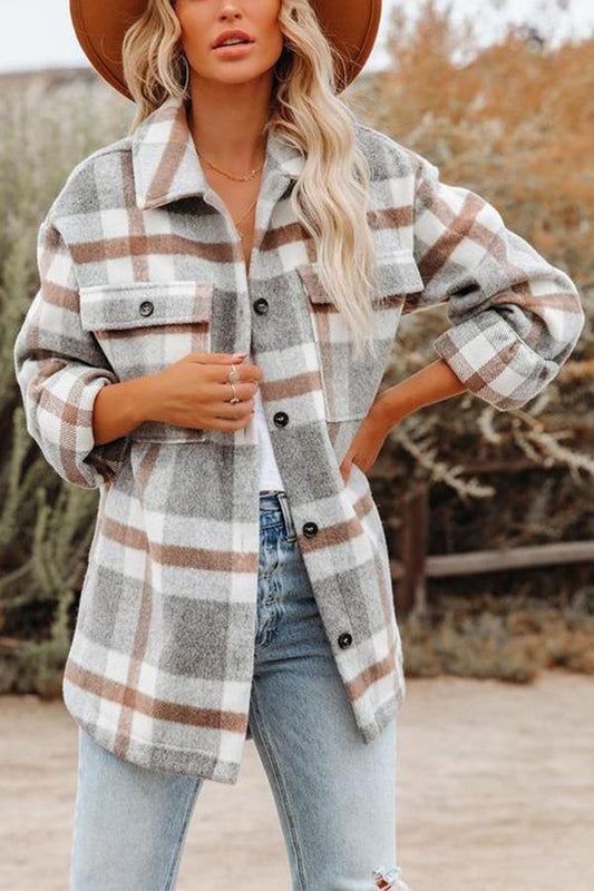 Yaella Jack | Women's Checked Pockets Coat